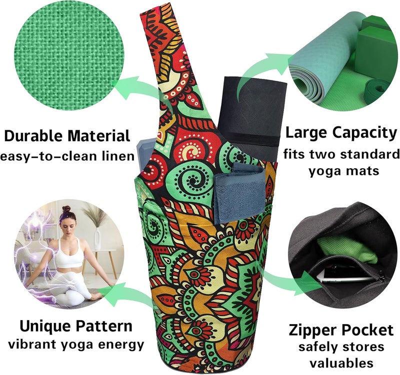 saniwu Yoga Mat Bag Carrier for Women with Side Large Pocket Durable Linen Workout Gym Travel Storage Pilates Mats - Image 3